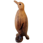 Vintage Pinguin Beeldje Teakhouten Vogel thumbnail 1