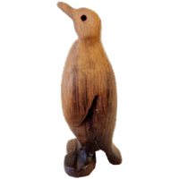 Vintage Pinguin Beeldje Teakhouten Vogel