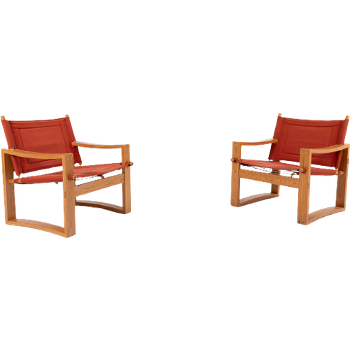 Pair Of Safari Chairs By Børge Jensen For Bernstoffsminde Møbelfabrik, 1960S