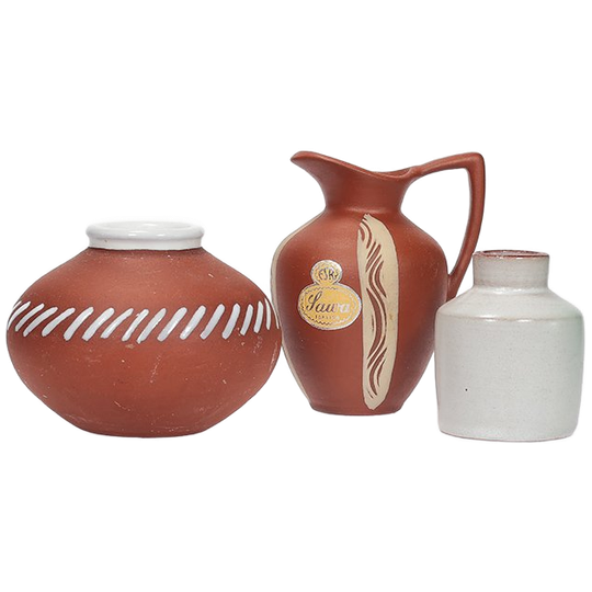 Vintage Mini Vaasjes Wit Met Terra 1