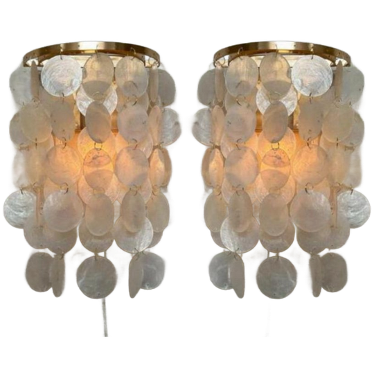 10beschikbaar ! Capiz Schelpen Wandlampen Lamp Goud Frame 1