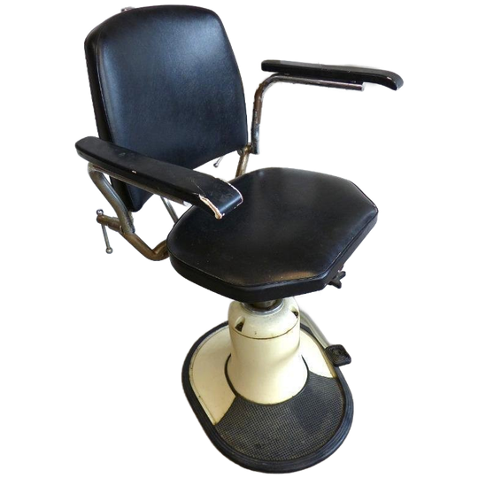Mooie Antieke Zwarte Draaibare Tandarts Kappers Stoel 1
