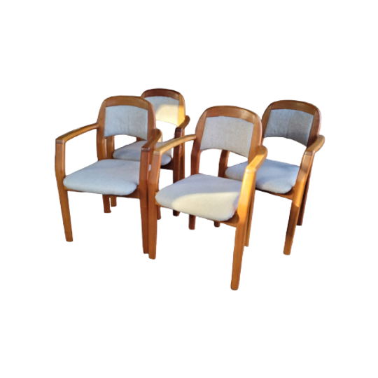 Eetkamerstoelen Dyrlund - Teakhout - Armleuningen Set Van 4 1
