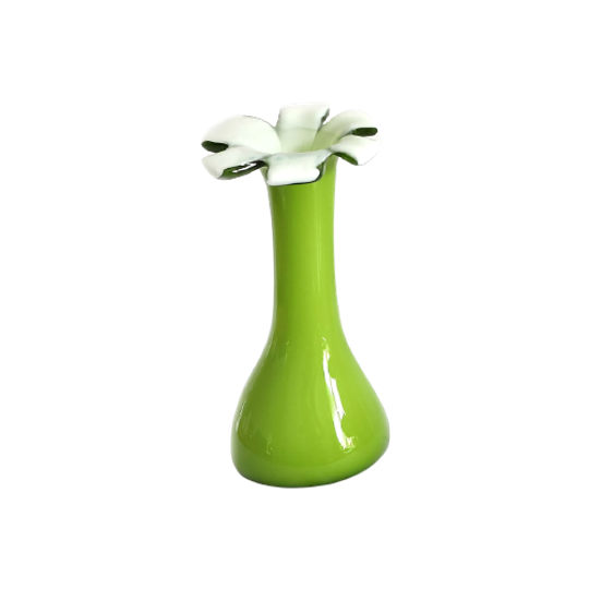 Vintage Murano Mondgeblazen Vaas Bloem, Jaren ' 80 1