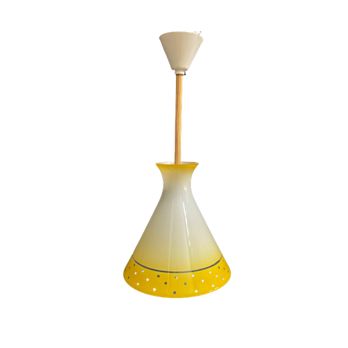 Yellow Glass Pendant Lamp 1950S