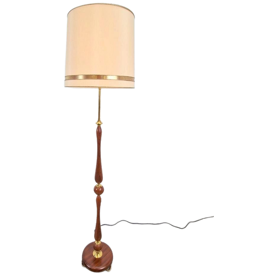 Vintage Vloerlamp Teak Hout Messing Mid Century ‘60 Denmark 1