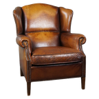 Schapenleren Oorfauteuil Met Een Prachtig Patina thumbnail 1