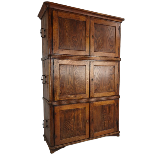 19e-eeuwse Europese Grenen “campaign” Kast / Chest-on-chest, 1