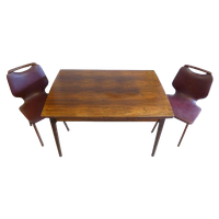 Prachtige Vintage Uitschuifbare Tafel Met 5 Retro Stoelen