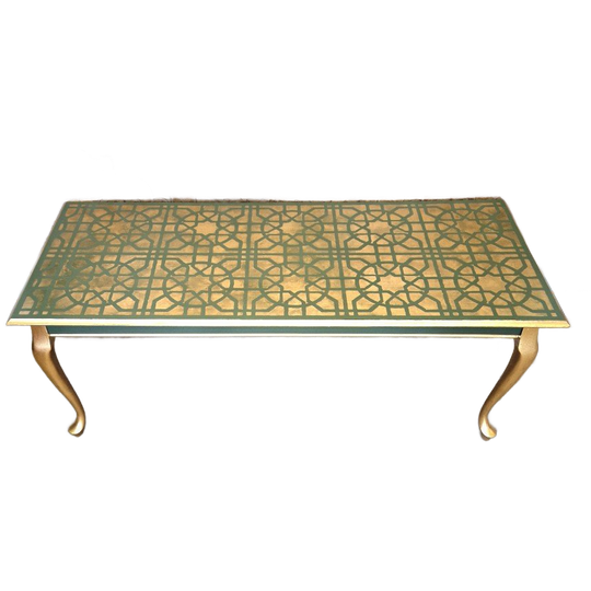 Queen Anne Salontafel In Groen Met Mandala Patronen 1