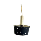 Vintage Zwarte Metalen Luster Met Gaatjes Seventies thumbnail 1