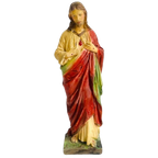 Vintage Jezus Beeld Xl Heilig Hart Rood thumbnail 1
