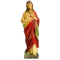 Vintage Jezus Beeld Xl Heilig Hart Rood