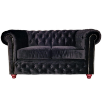 Brighton 2-zits Classic Chesterfield Bank – Zwart Stof