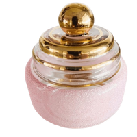 Artdeco Poederdoos Roze Gesuikerd Glas Sieradendoosje 1950’s