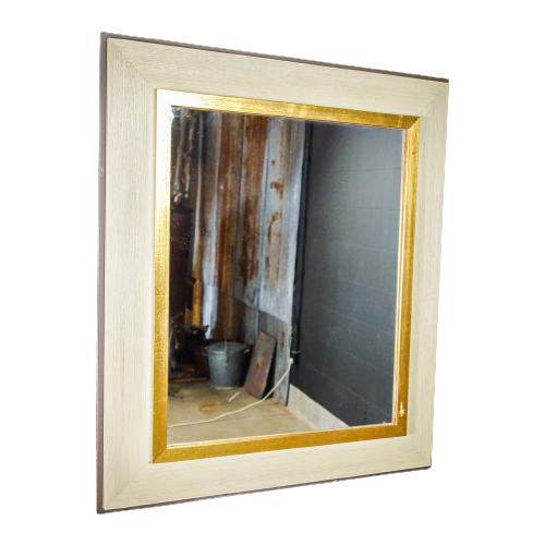 Vintage Spiegel Met Oude Sierlijst – Goud Wit – Jaren 60