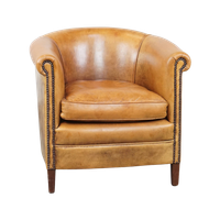 Leuke, Charmante En Comfortabele Schapenleren Clubfauteuil In Een Mooie Lichte Cognac Kleur