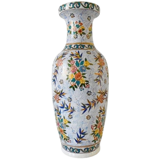 Chinese Vloervaas Xl Bloemen Vintage 1960’s 1