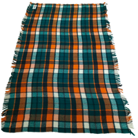 Vintage Aabe Zuiver Scheerwollen Deken (oranje/groen/bruin)