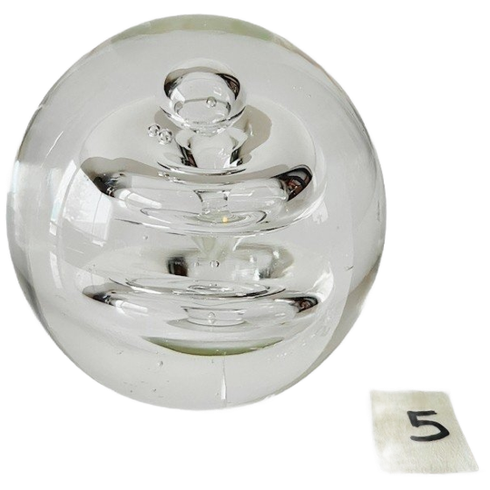 Vintage Bolvormige Presse-papier Kristal Swirl Transparant 7 Cm 1