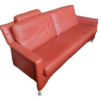 Leolux Paian Design Bank 2,5 Zits Rood Leder thumbnail 1