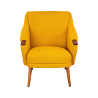 Geherstoffeerde Deens Design Gele Fauteuil By Johannes Andersen, 1960S thumbnail 1