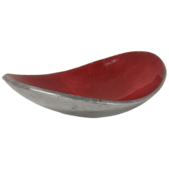 Aluminium Schaaltje Met Ruby Rood Geglazuurde Binnenwerk 1