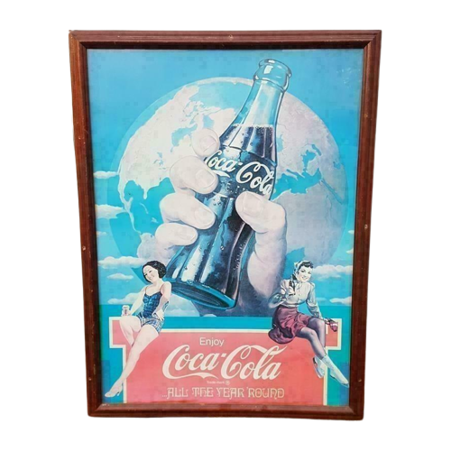 Vintage Coca Cola Poster Uit 1982, Mooi Ingelijst.