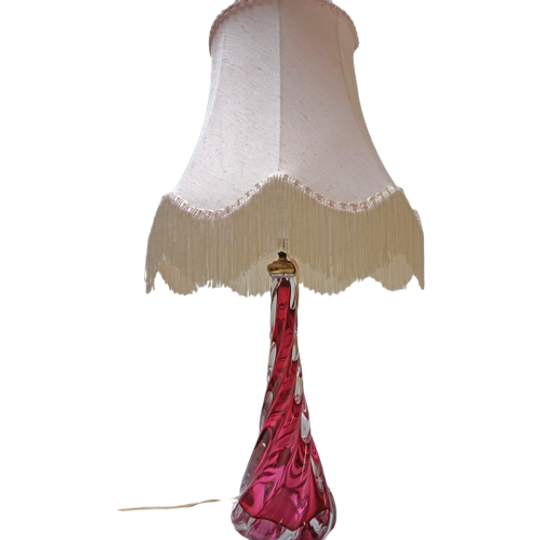Val St Lambert Roze Glazen Tafellamp 1