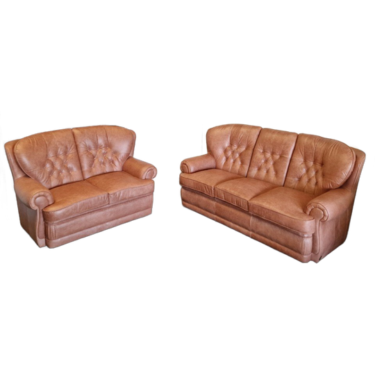 Chesterfield Bankenset Haeck 2-Zits + 3-Zits – Vintage Rundleder C1058 1