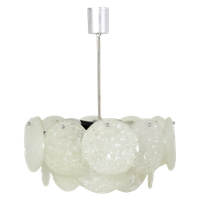 Vintage Frosted Ice Hanglamp Lamp 'Medebach'