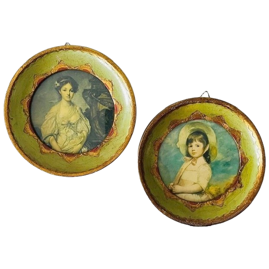 Vintage Antieke Florentijnse Schilderijtjes Set 1930’s 1