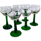 6X Vintage Duitse / Moezel Wijnglazen Groene Steel thumbnail 1