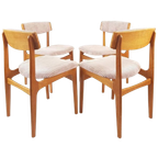 4 Vintage Roze Stoelen Licht Roze Ribstof Gerestaureerd thumbnail 1