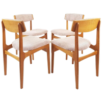 4 Vintage Roze Stoelen Licht Roze Ribstof Gerestaureerd