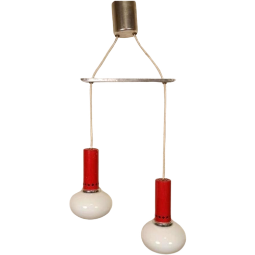 Vintage Cascade Hanglamp Met 2 Glas En Metaal Lampen