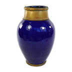 Blauwe Vaas – Koperkleurige Rand thumbnail 1