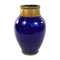 Blauwe Vaas – Koperkleurige Rand