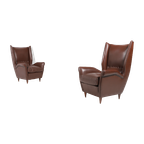 Pair Of Italian Wingback Lounge Armchairs Model 512 By Gio Ponti, 1950’S thumbnail 1