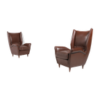 Pair Of Italian Wingback Lounge Armchairs Model 512 By Gio Ponti, 1950’s thumbnail 1