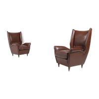 Pair Of Italian Wingback Lounge Armchairs Model 512 By Gio Ponti, 1950’S