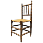 Antieke Hollandse Bobbin Stoel Met Biezen Zitting thumbnail 1