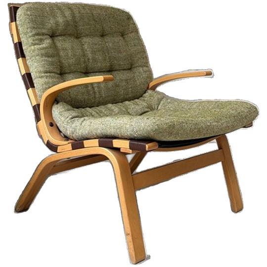 Vintage Houten Kleppe Faureuil Uit Denemarken 1