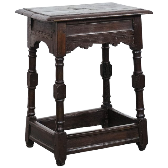 Functionele Charmante Antieke Engelse Eikenhouten Joint Stool/ Bijzettafel/ Kruk Uit De 18e Eeuw 1