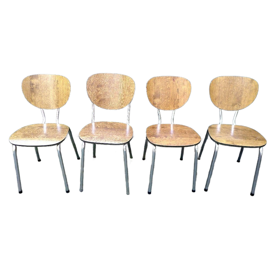 Mooi Set Van 4 Vintage Retro Formica Stoelen 1