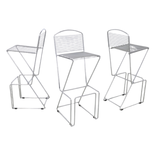 3x Postmoderne Barkruk Chrome, 1980s 1