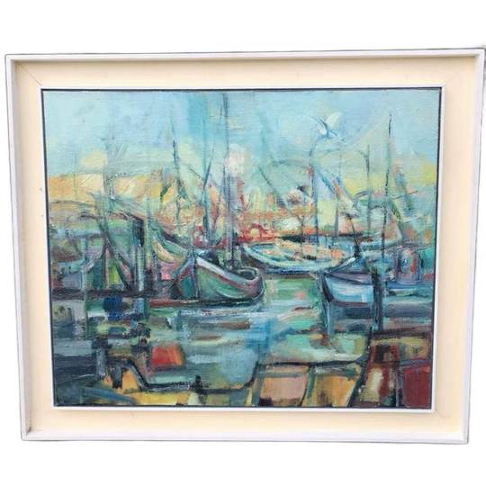 Schilderij Boten Haven 1