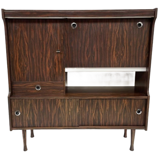 Vintage Wandmeubel Kast Jaren 60 Rosewood Fineer 1