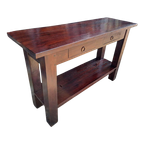 Donker Teakhouten Sidetable, Haltafel, Wandconsole thumbnail 1