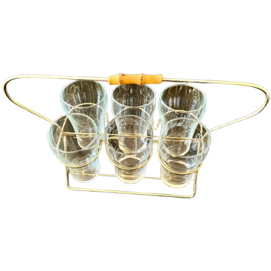 Vintage Frisdrank-glazen Houder Met 10 Glazen 1
